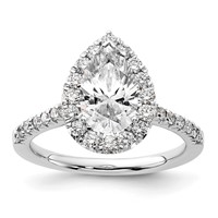 True Origin 14K White Gold 0.62 Carat Lab Grown Diamond VS+ F+ Semi-Mount Pear Halo Engagement Ring view 1