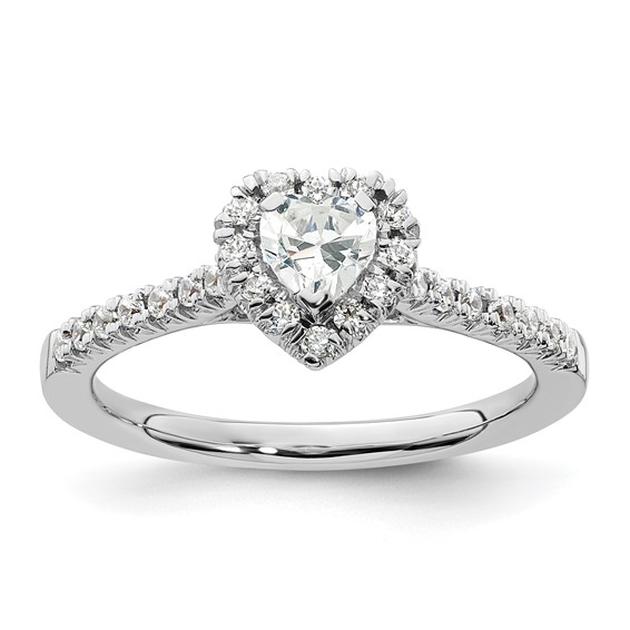 Heart Halo Diamond Semi-mount Engagement Rings