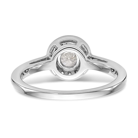 14K White Gold Halo (Holds 1/2 carat (5.2mm) Round Center) Engagement Ring Mounting