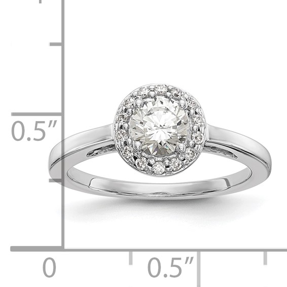 14K White Gold Halo (Holds 1/2 carat (5.2mm) Round Center) Engagement Ring Mounting