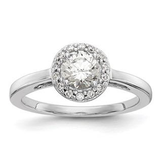 14K White Gold Halo (Holds 1/2 carat (5.2mm) Round Center) Engagement Ring Mounting