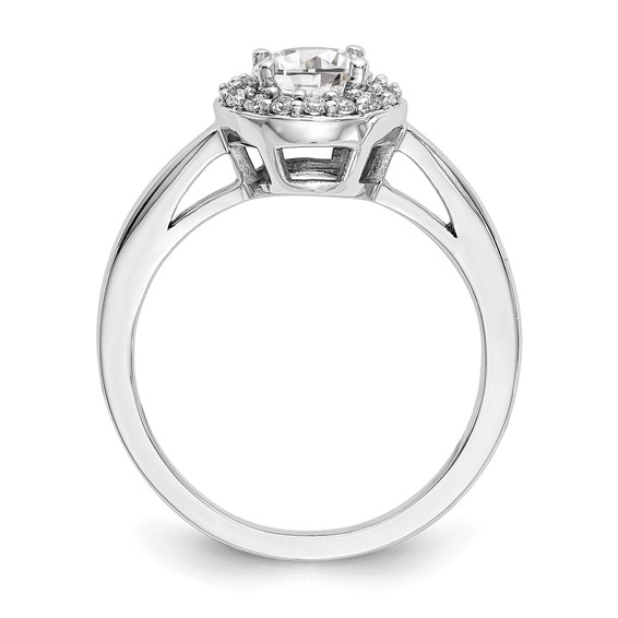 14K White Gold Halo (Holds 3/4 carat (6.5mm) Round Center) Engagement Ring Mounting