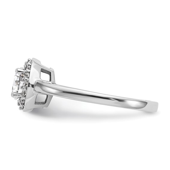 14K White Gold Halo (Holds 3/4 carat (6.5mm) Round Center) Engagement Ring Mounting