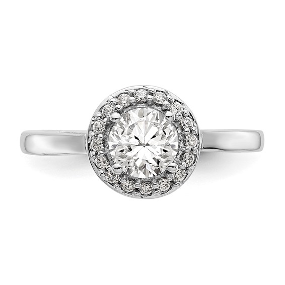 14K White Gold Halo (Holds 3/4 carat (6.5mm) Round Center) Engagement Ring Mounting