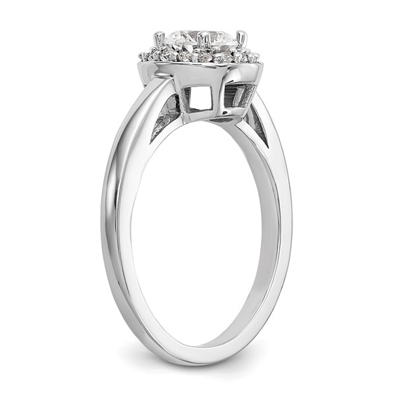 14K White Gold Halo (Holds 3/4 carat (6.5mm) Round Center) Engagement Ring Mounting