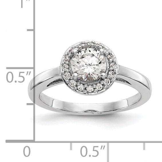 14K White Gold Halo (Holds 3/4 carat (6.5mm) Round Center) Engagement Ring Mounting