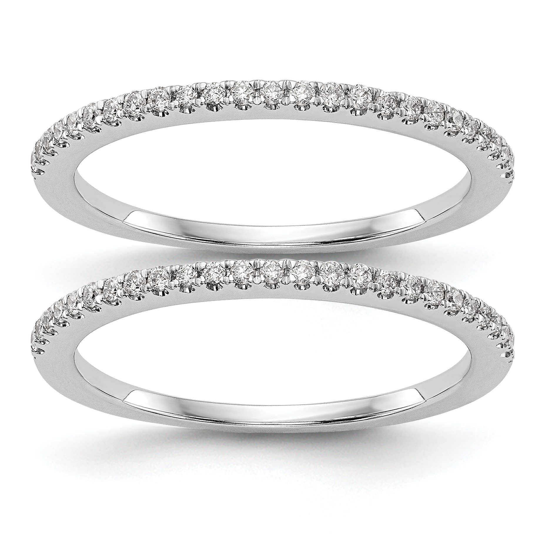 14k White Gold 1/4 carat Lab Grown Diamond VS/SI+ G+ Complete Set of Two Wedding Bands (RM2072B-025-WLG)