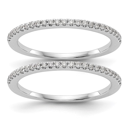 14K White Gold 0.25 Carat Lab Grown Diamond VS SI+ G+ Complete Set of Two Wedding Bands