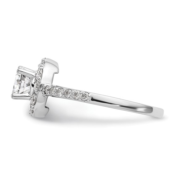 14K White Gold Halo (Holds 1/2 carat (5.00mm) Round Center) Engagement Ring Mounting