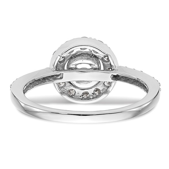 14K White Gold Halo (Holds 1/2 carat (5.00mm) Round Center) Engagement Ring Mounting