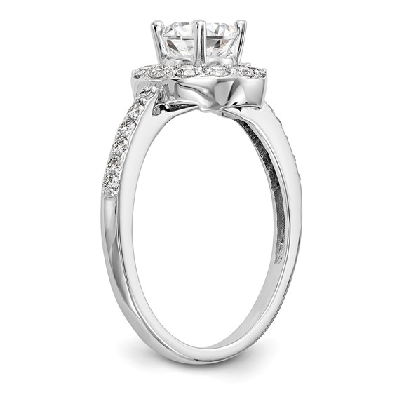 14K White Gold Halo (Holds 1/2 carat (5.00mm) Round Center) Engagement Ring Mounting