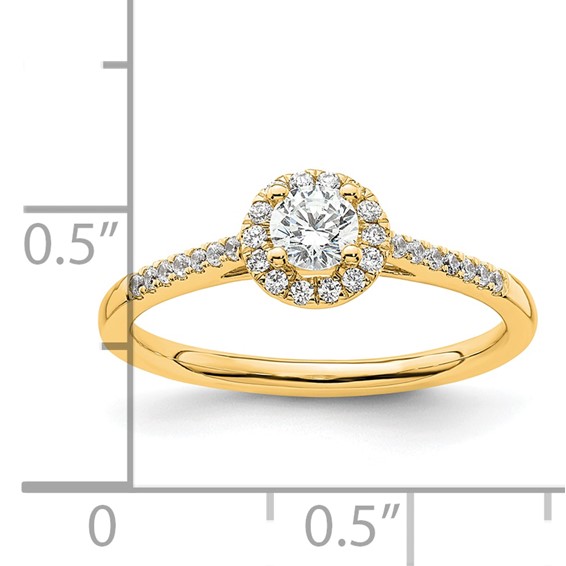 14K Yellow Gold Round Diamond Semi-Mount Halo Engagement Ring