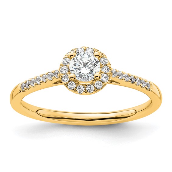 14K Yellow Gold Round Diamond Semi-Mount Halo Engagement Ring