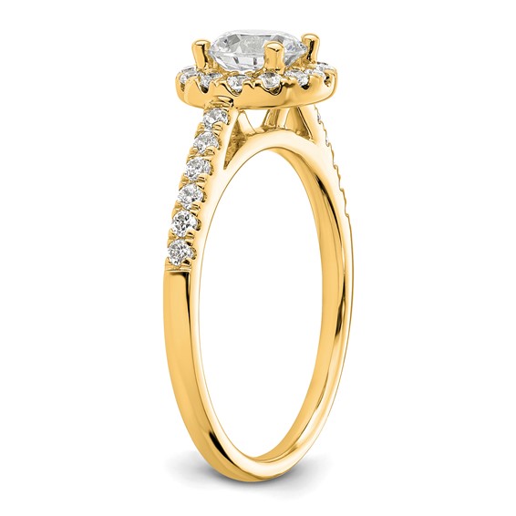 14K Round Diamond Semi-Mount Halo Engagement Ring