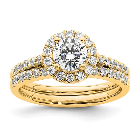 14K Round Diamond Semi-Mount Halo Engagement Ring
