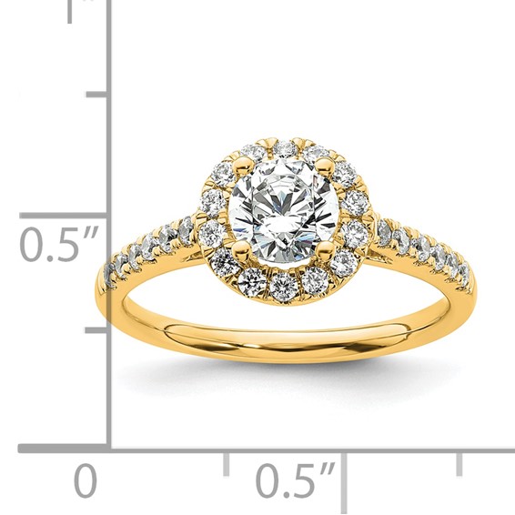 14K Round Diamond Semi-Mount Halo Engagement Ring
