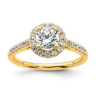 14K Round Diamond Semi-Mount Halo Engagement Ring