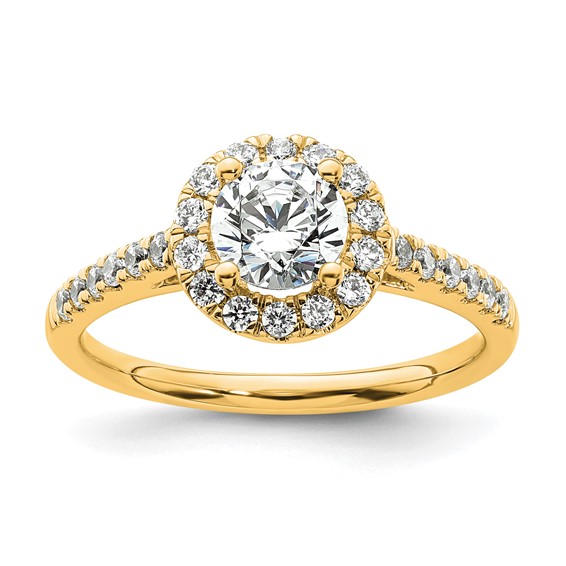 14K Round Diamond Semi-Mount Halo Engagement Ring