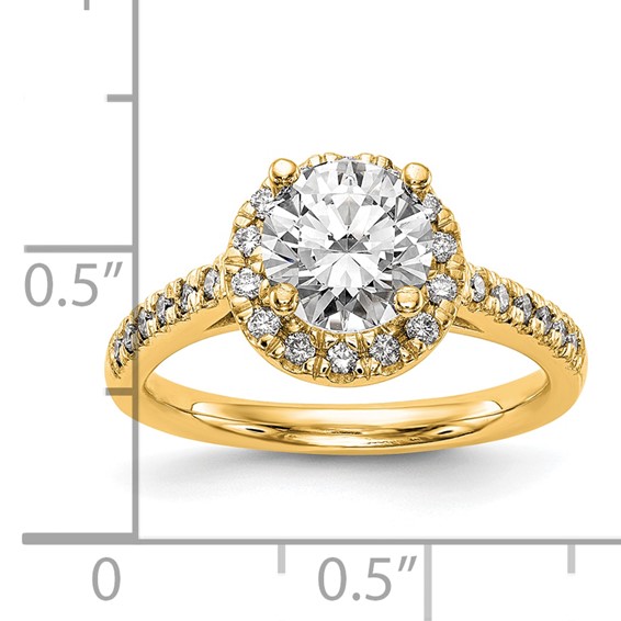 14K Round Diamond Semi-Mount Halo Engagement Ring