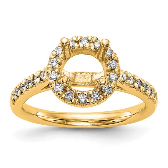 14K Round Diamond Semi-Mount Halo Engagement Ring