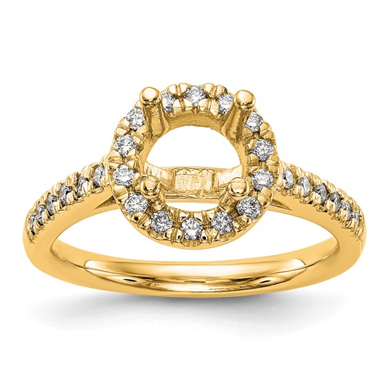 14K Round Diamond Semi-Mount Halo Engagement Ring