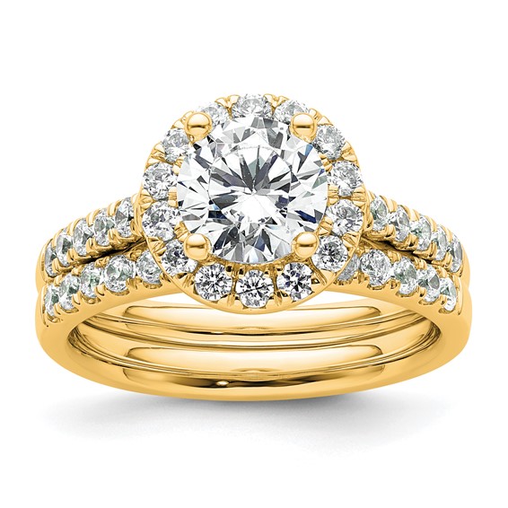 14K Round Diamond Semi-Mount Halo Engagement Ring