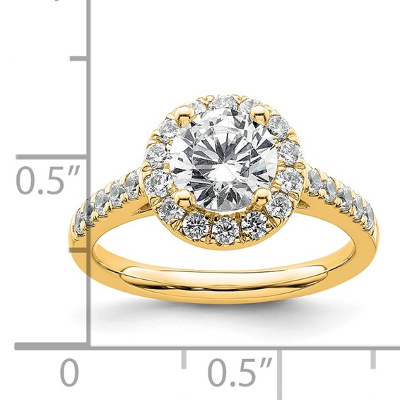 14K Round Diamond Semi-Mount Halo Engagement Ring