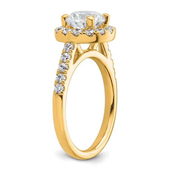 14K Round Diamond Semi-Mount Halo Engagement Ring