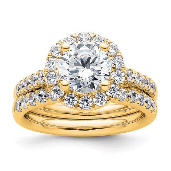 14K Round Diamond Semi-Mount Halo Engagement Ring