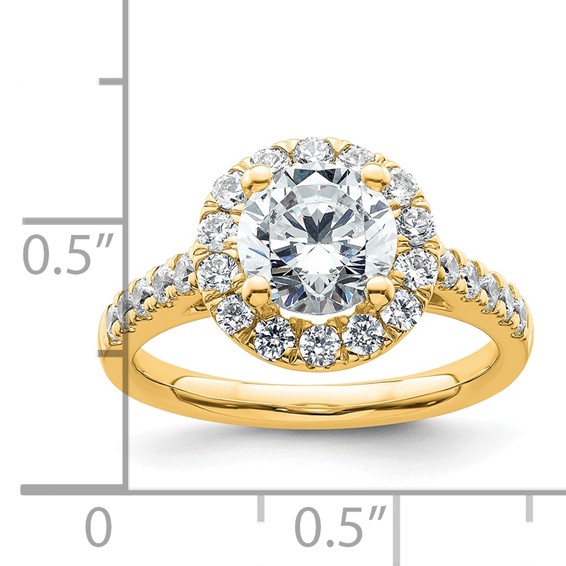 14K Round Diamond Semi-Mount Halo Engagement Ring