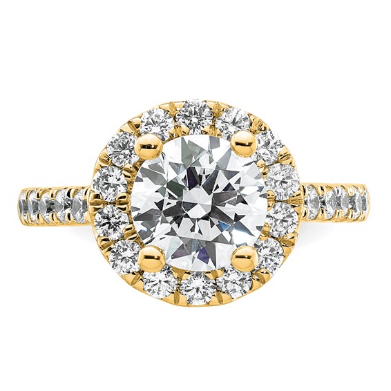 14K Round Diamond Semi-Mount Halo Engagement Ring