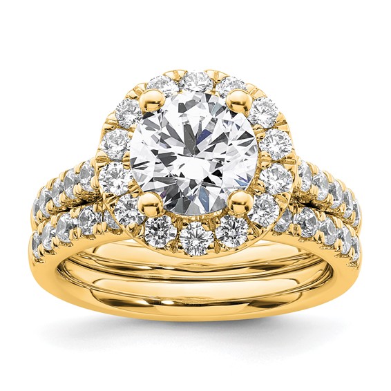 14K Round Diamond Semi-Mount Halo Engagement Ring