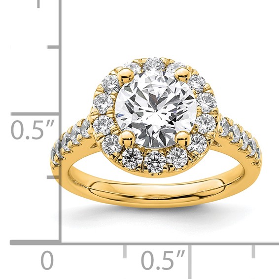14K Round Diamond Semi-Mount Halo Engagement Ring