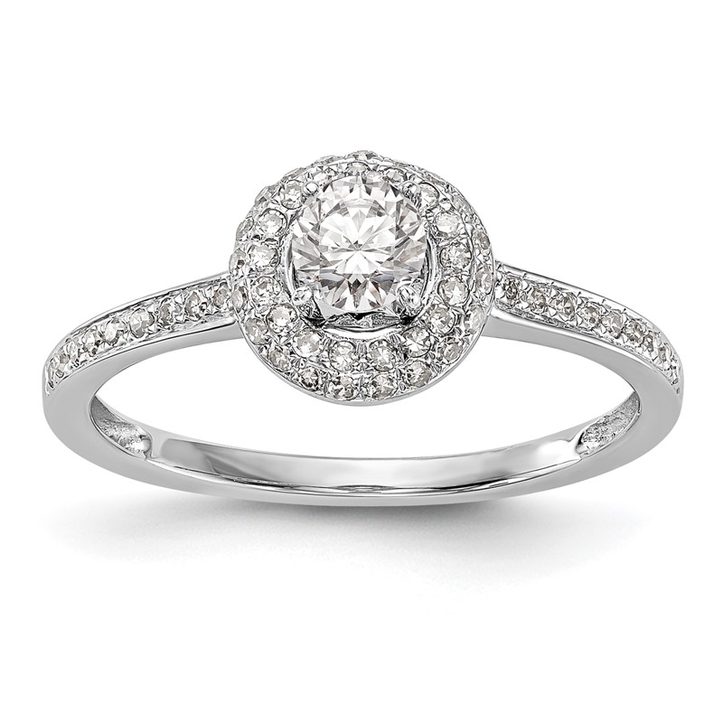 14K White Gold Lab Grown VS/SI+ G+ Dia Complete Halo Engagement Ring