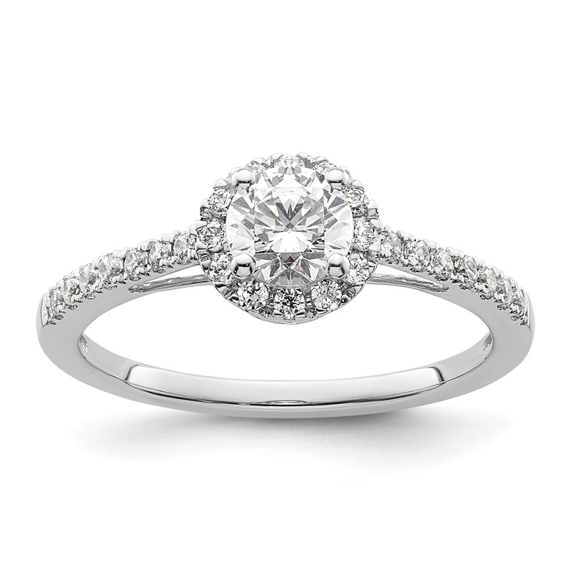 14K White Gold Eternal Promise Lab Grown VS/SI+ G+ Dia Halo Complete Ring