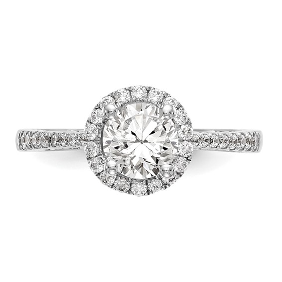 14K White Gold Round Diamond Semi-Mount Halo Engagement Ring