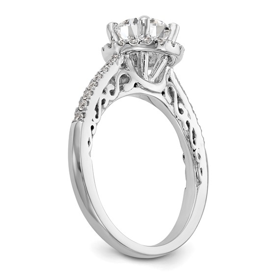 14K White Gold Round Diamond Semi-Mount Halo Engagement Ring