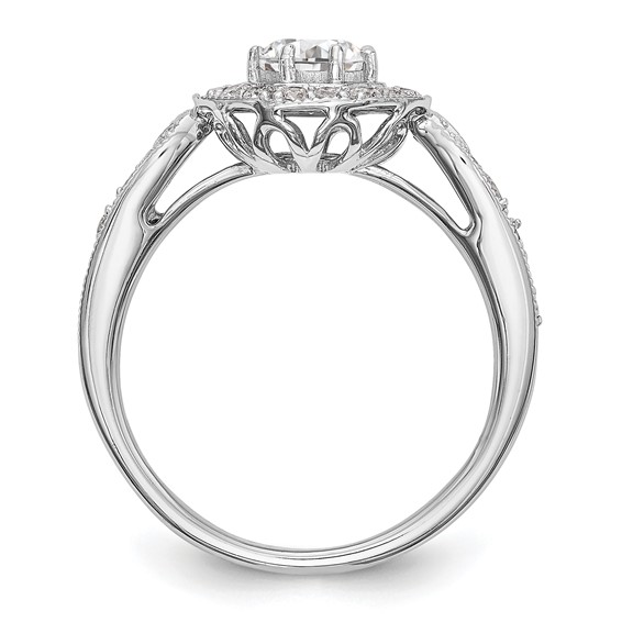 14K White Gold Round Diamond Semi-Mount Halo Engagement Ring