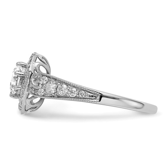 14K White Gold Round Diamond Semi-Mount Halo Engagement Ring
