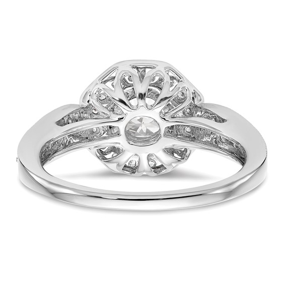 14K White Gold Round Diamond Semi-Mount Halo Engagement Ring