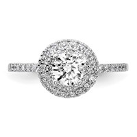 14K White Gold 0.88 Carat Lab Grown Diamond VS SI+ G+ Complete Double Halo Engagement Ring view 4