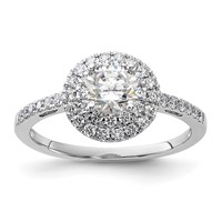 14K White Gold 0.88 Carat Lab Grown Diamond VS SI+ G+ Complete Double Halo Engagement Ring view 1