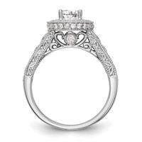 14K White Gold 0.75 Carat Lab Grown Diamond VS SI+ G+ 0.75 Carat Center Round Semi Mount Engagement Ring view 2