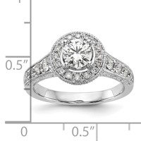 14K White Gold 0.75 Carat Lab Grown Diamond VS SI+ G+ 0.75 Carat Center Round Semi Mount Engagement Ring view 3