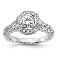 14K White Gold 0.75 Carat Lab Grown Diamond VS SI+ G+ 0.75 Carat Center Round Semi Mount Engagement Ring view 1