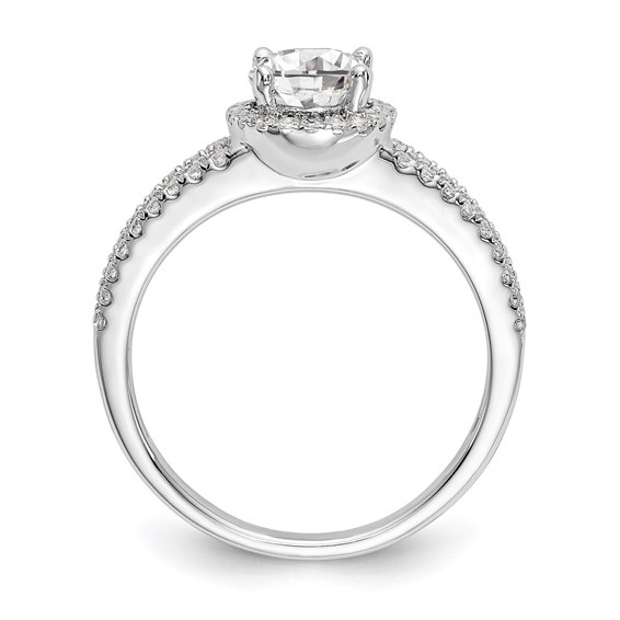 14K White Gold Round Halo Plus Engagement Ring Mounting