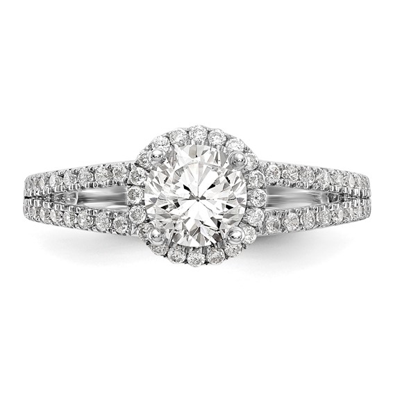 14K White Gold Round Halo Plus Engagement Ring Mounting
