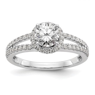 14K White Gold Round Halo Plus Engagement Ring Mounting