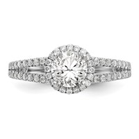 14K White Gold 0.33 Carat Lab Grown Diamond VS SI+ G+ 0.75 Carat Center Round Semi Mount Engagement Ring view 5