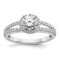 14K White Gold 0.33 Carat Lab Grown Diamond VS SI+ G+ 0.75 Carat Center Round Semi Mount Engagement Ring view 1